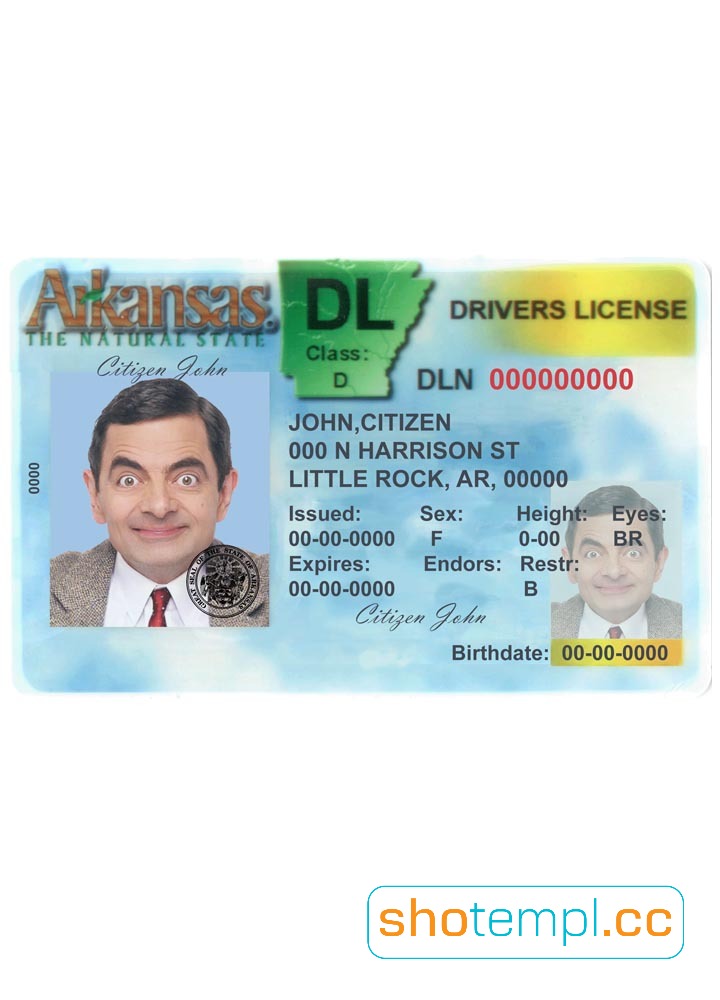 Arkansas Driver License PSD Template V2